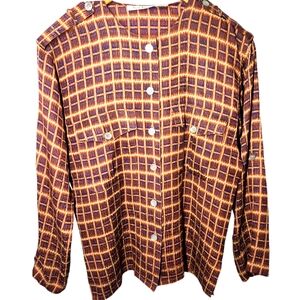 Vintage Anne Klein Silk Long Sleeve Blouse